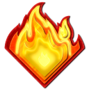 Medalla con forma de llama con multiples capas para denotar la intensidad de las llamas