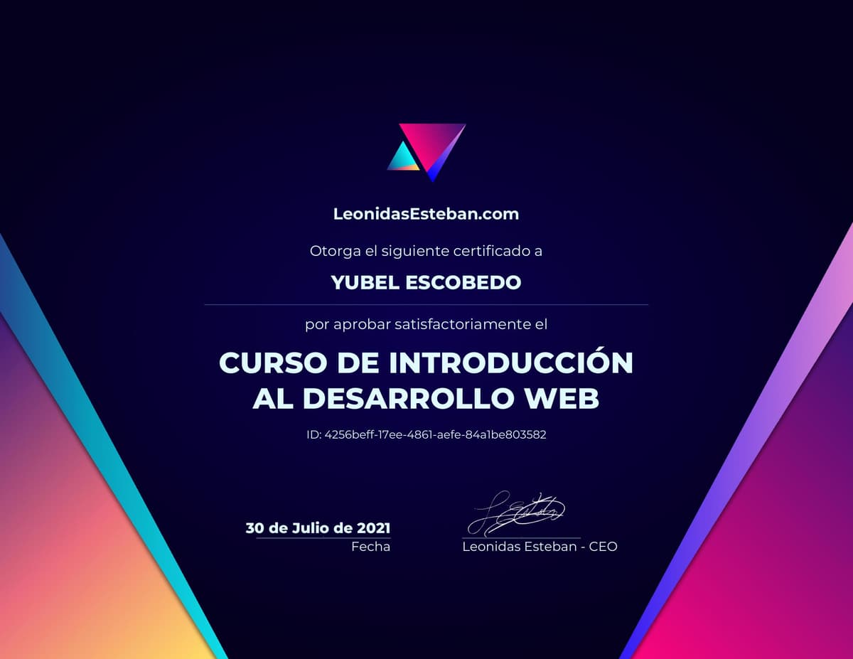 Preview del diploma del curso Curso de introducción al desarrollo web de Gisela Yubel Escobedo Contreras