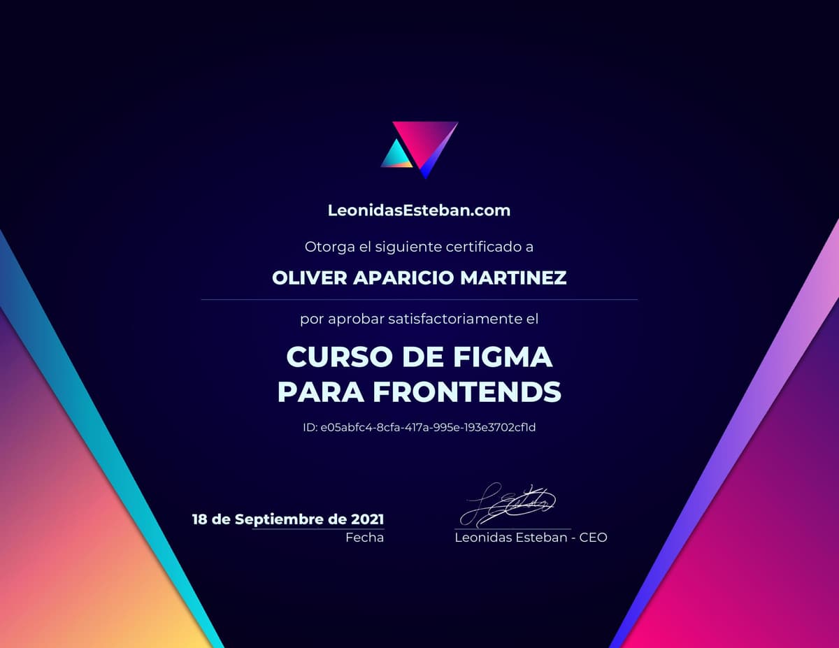 Preview del diploma del curso Curso de Figma para Frontends de Oliver Aparicio Martinez