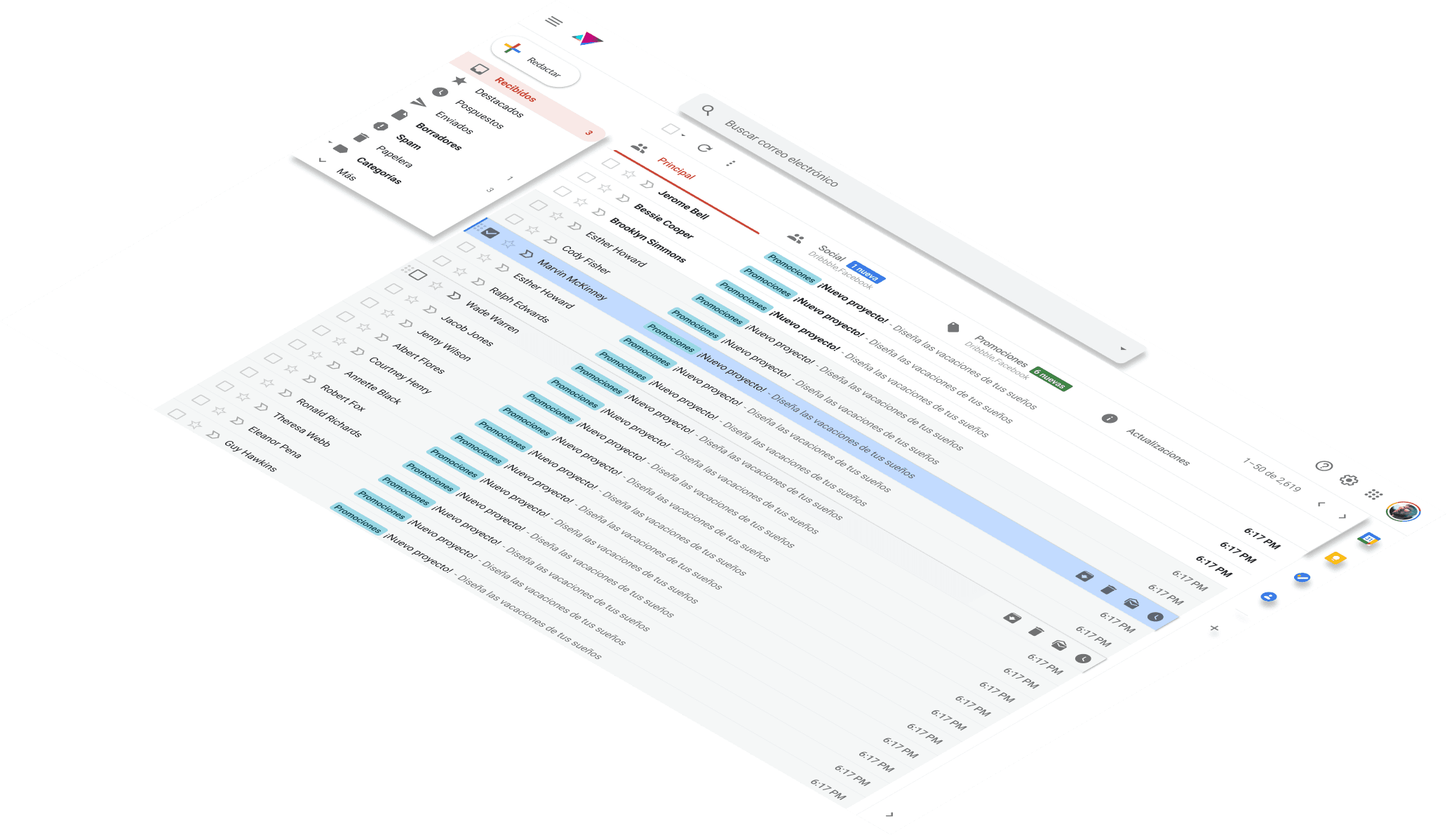 Mockup del proyecto de Gestor de correos