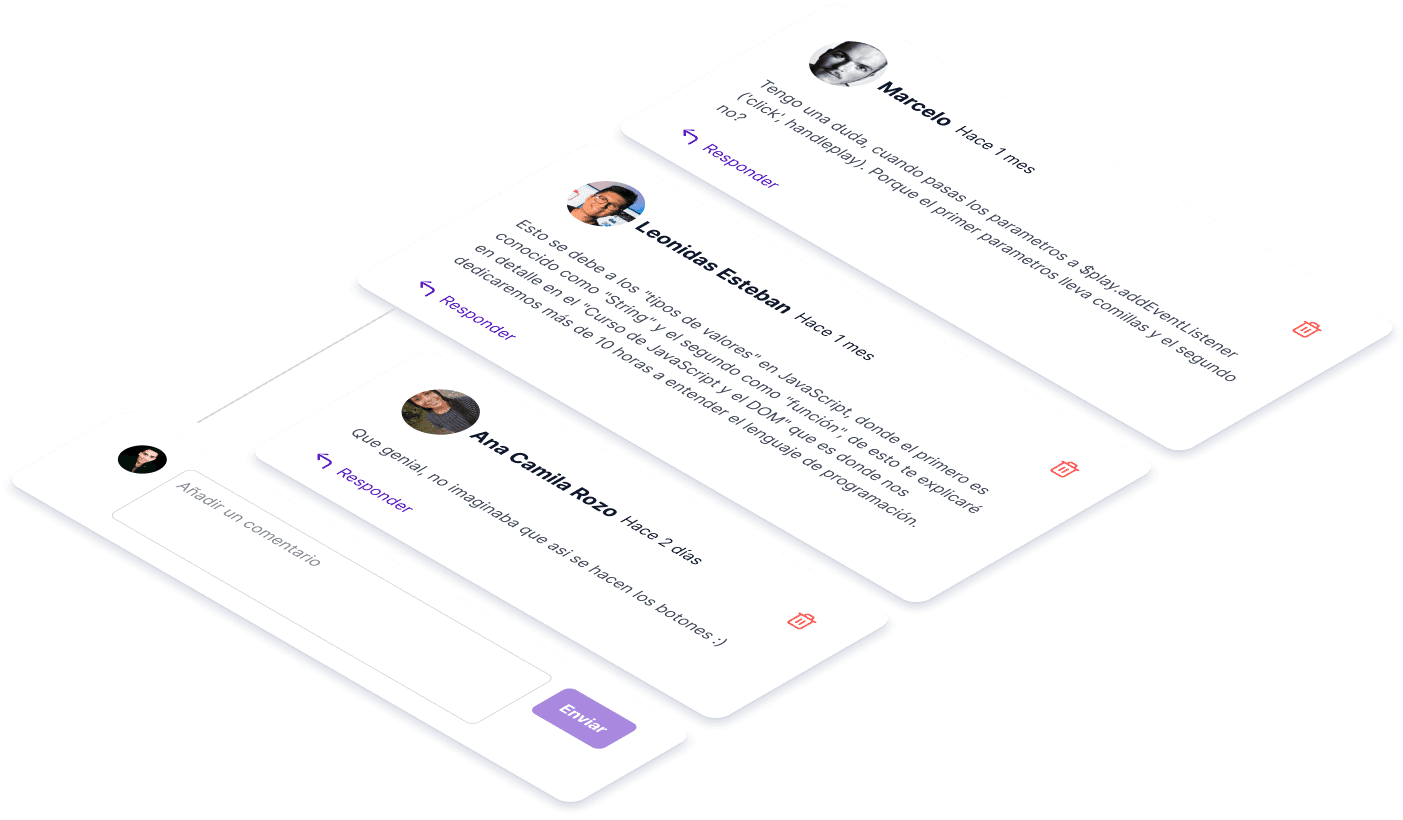 Mockup del proyecto de Sección de comentarios