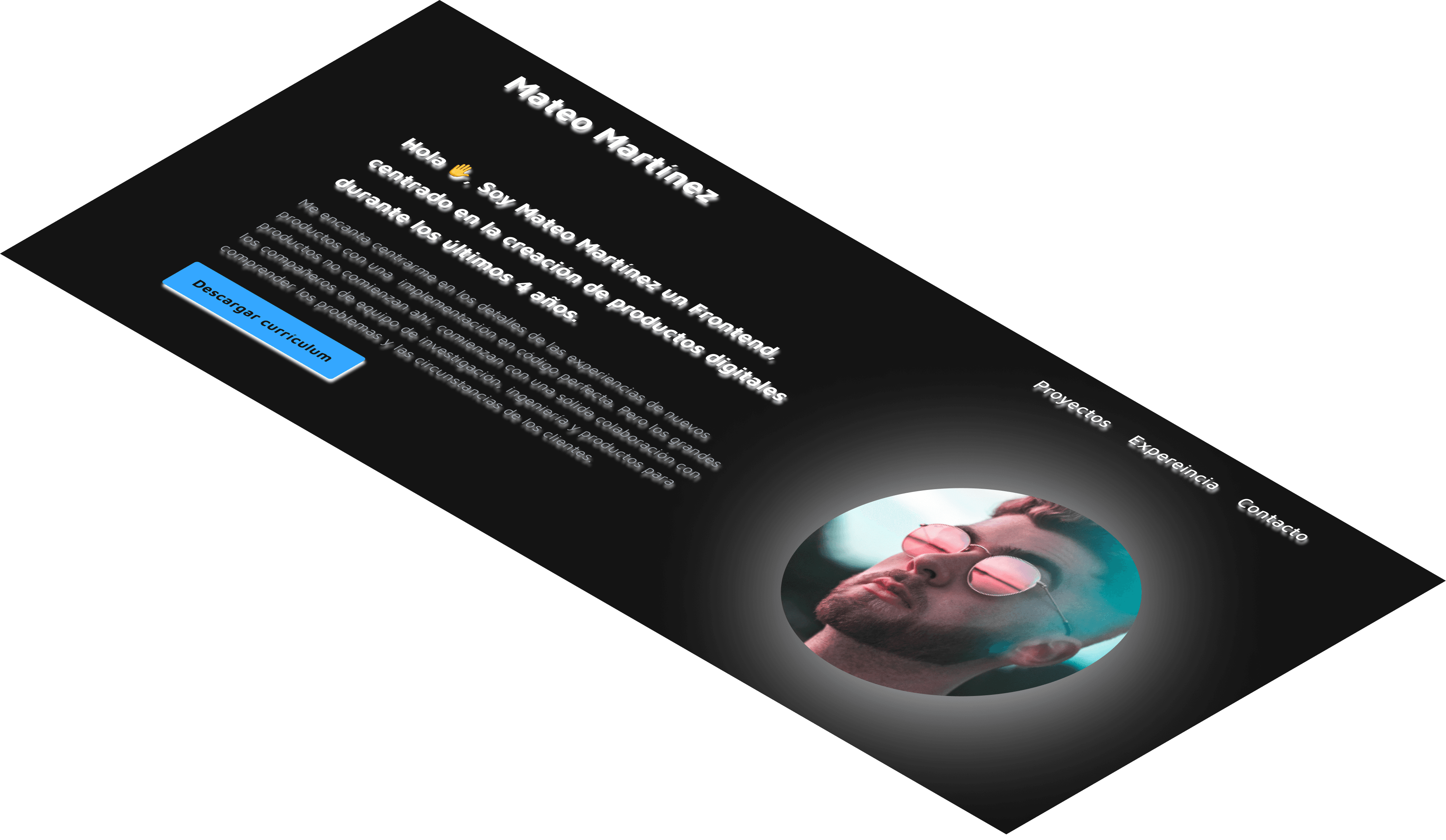 Mockup del proyecto de Portafolio de Mateo