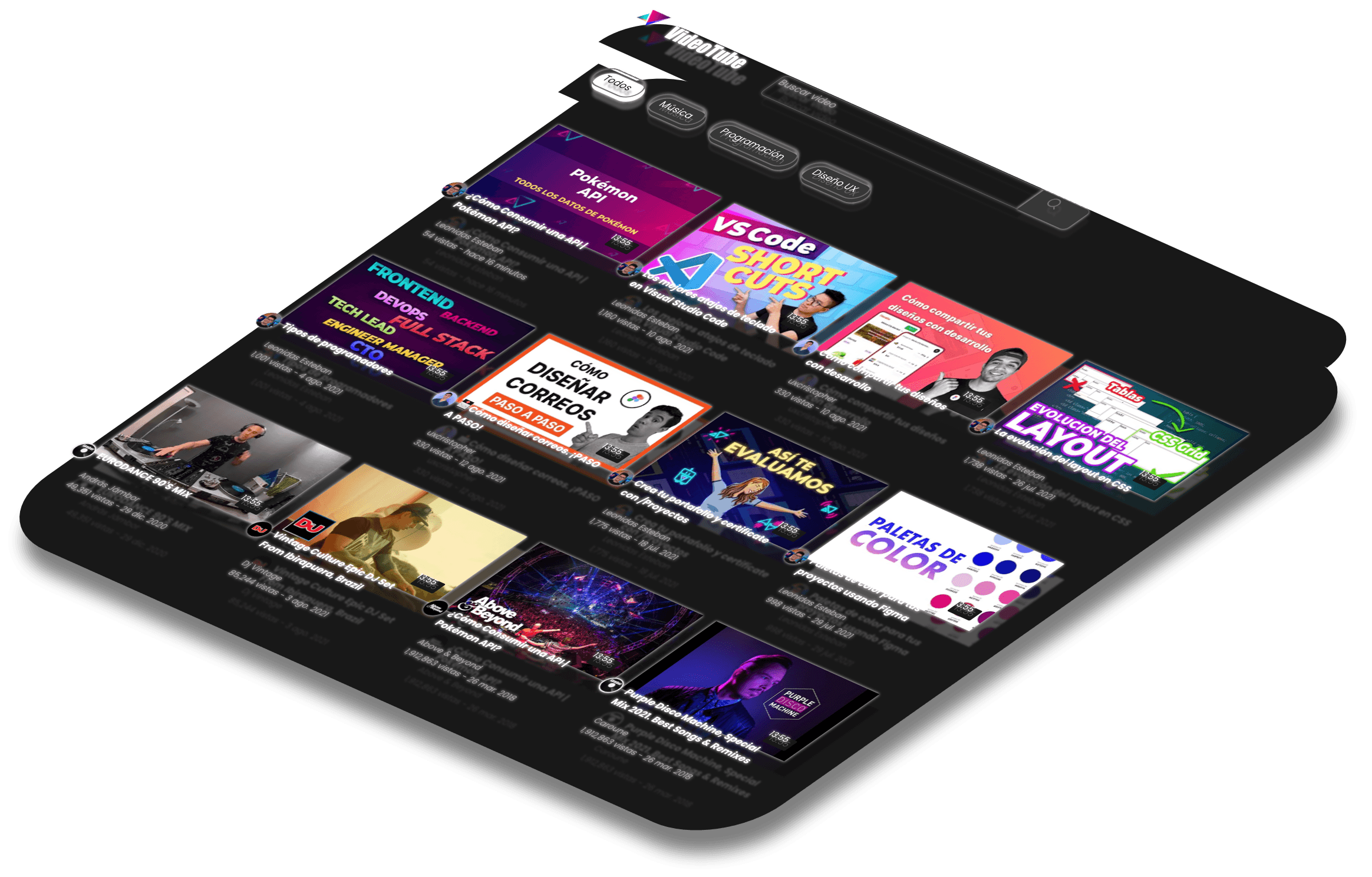 Mockup del proyecto de VideoTube