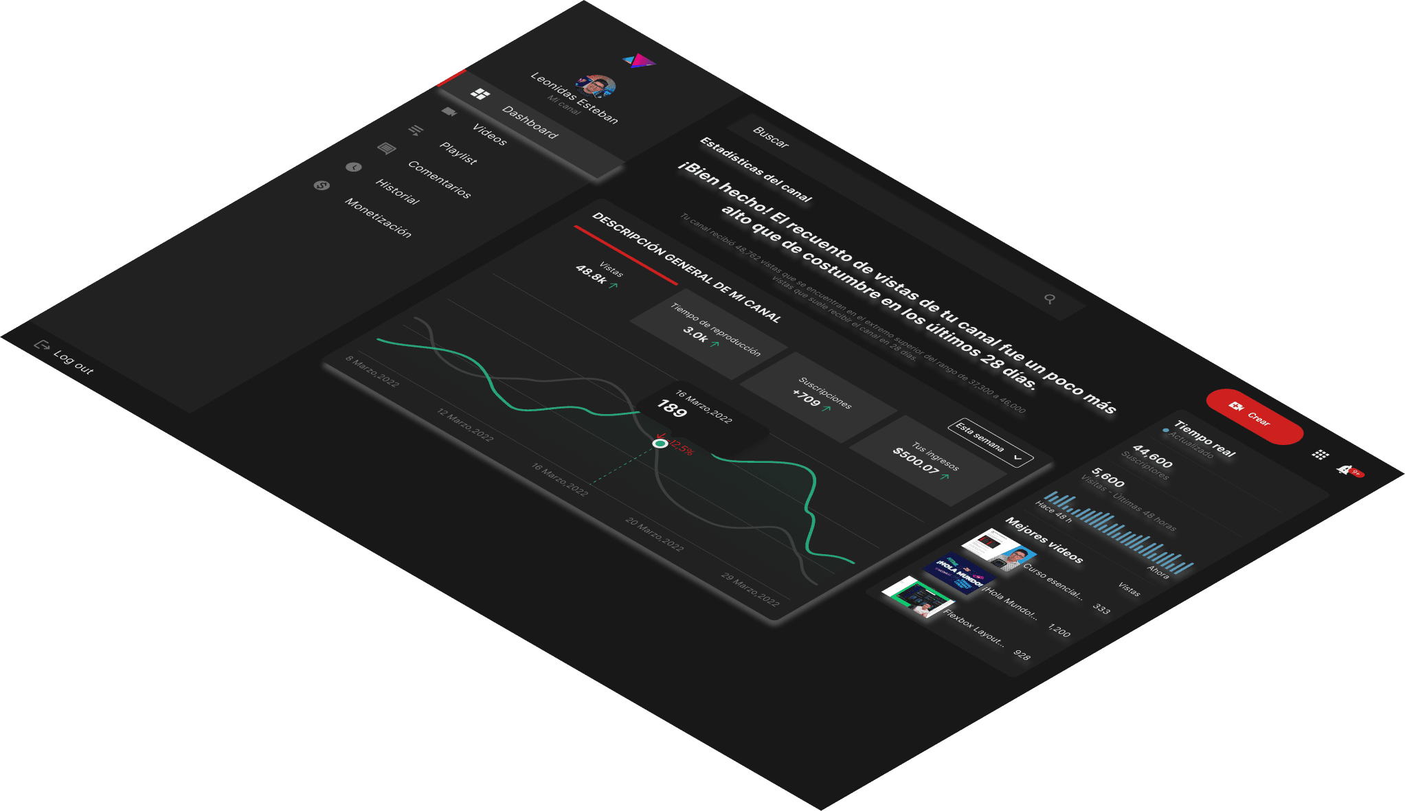 Mockup del proyecto de YouTube Studio