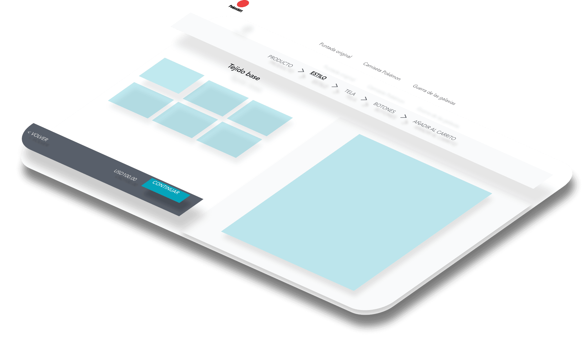 Mockup del proyecto de Pokeshirt