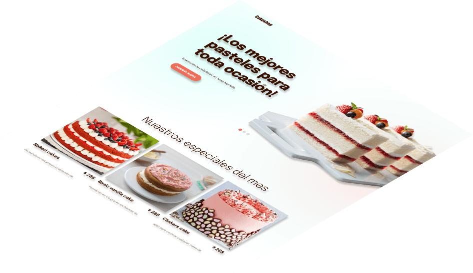 Mockup del proyecto de Cakes Shop