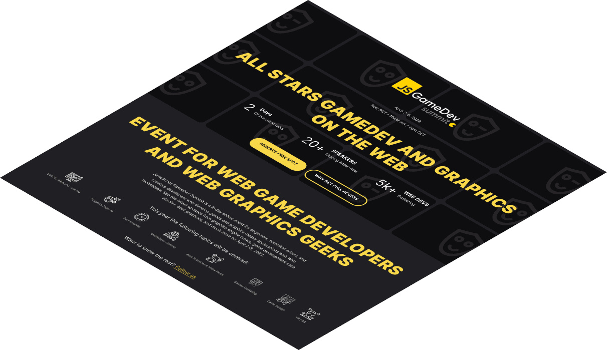 Mockup del proyecto de JS Game Dev Summit