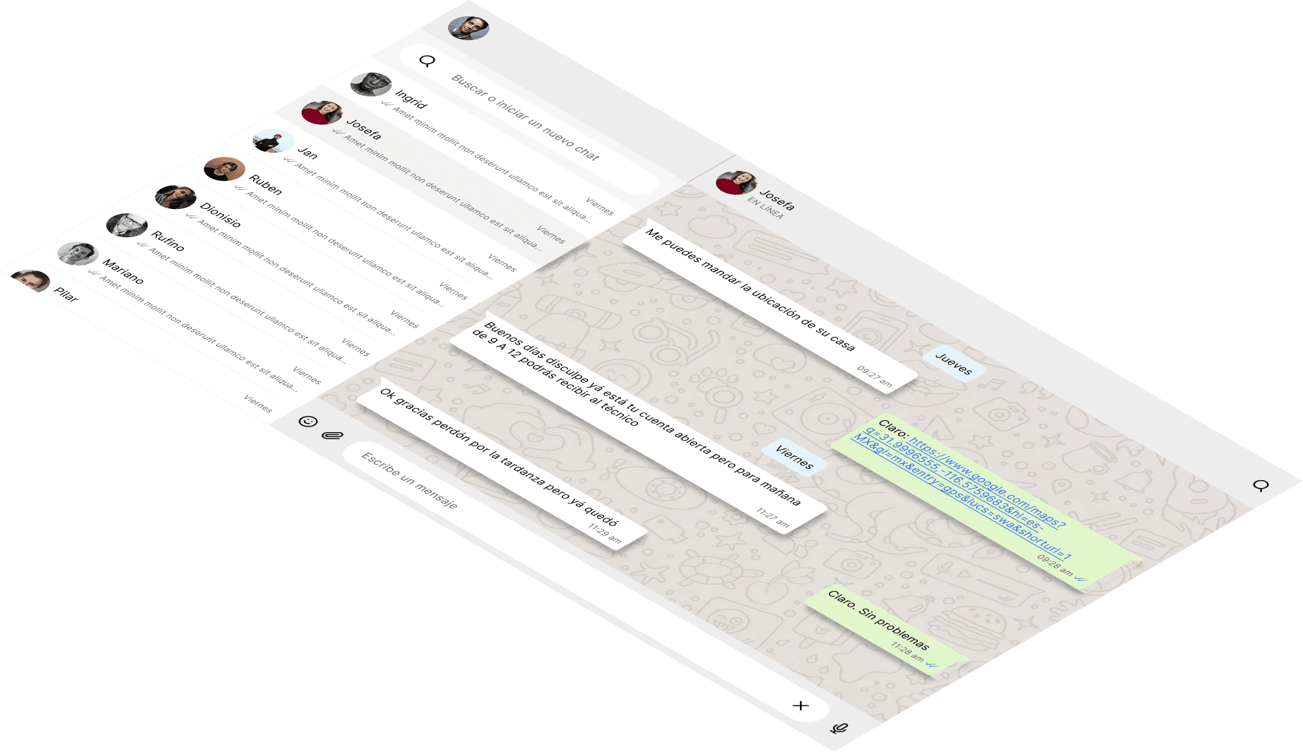 Mockup del proyecto de MensajesApp