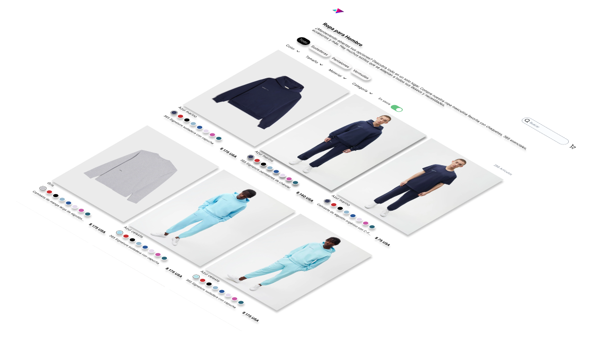 Mockup del proyecto de Plataforma de compra de ropa