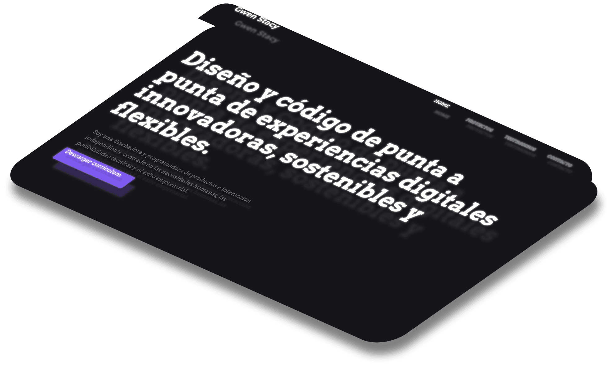 Mockup del proyecto de Portafolio de Gwen