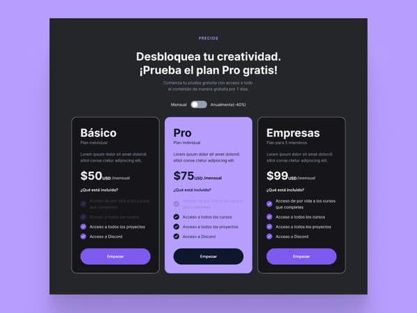 Thumbnail de Sección de precios
