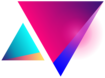 El logotipo de la plataforma, un cohete formado por dos triangulos de materiales coloridos y brillantes